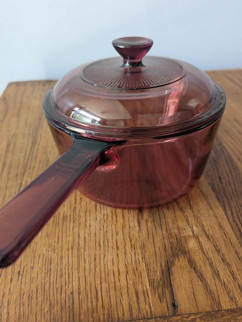 1L Vision Corning Glass Saucepan w/ PYREX Lid Pour Spout - Cranberry Visions - Picture 13 of 16